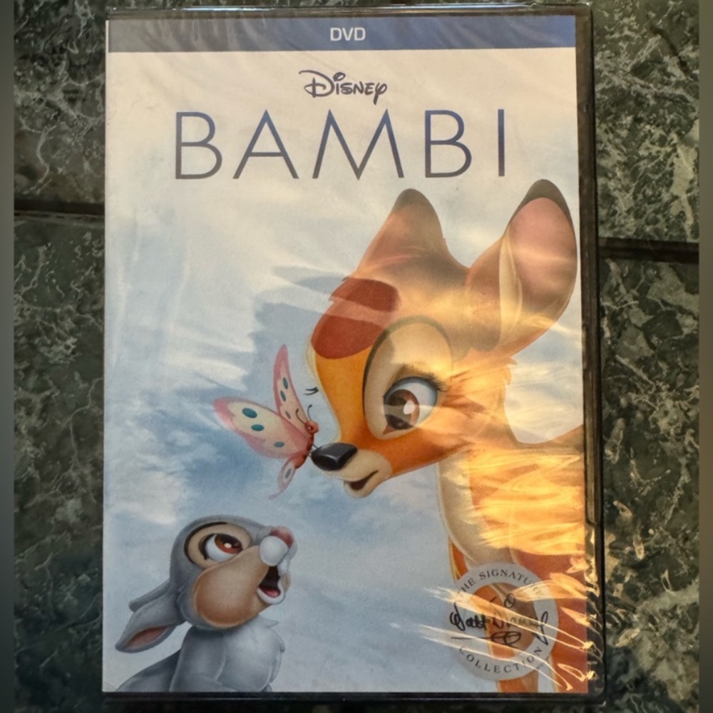 Disney Bambi DVD Cover - Light Blue, Brown, Pink Accents